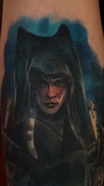 colour realism ahsoka tano tattoo on arm