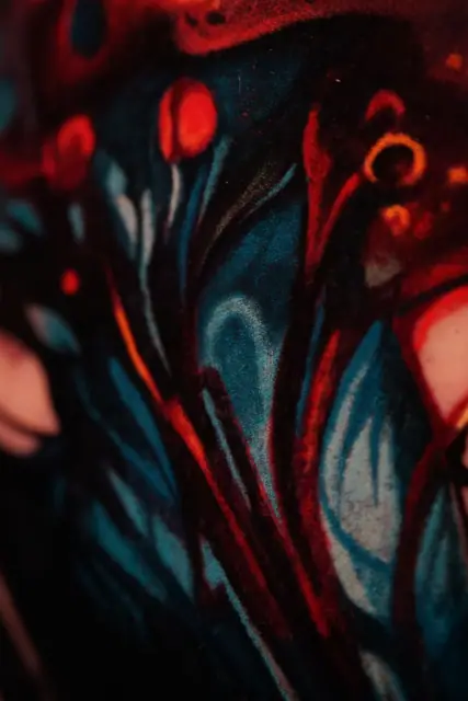 abstract colourful plant tattoo, body placement not visible
