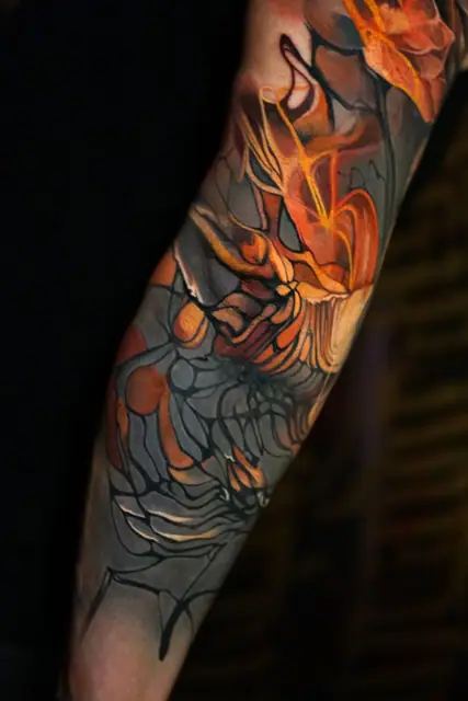 abstract organic color tattoo sleeve