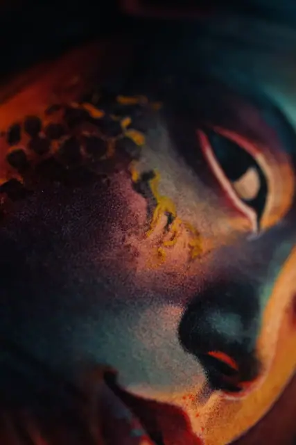 colour realism mythical woman's face tattoo on skin
