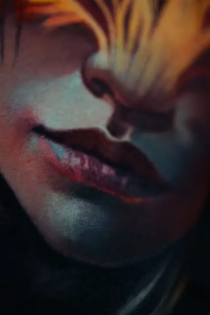 colour realism woman's lips and nose tattoo